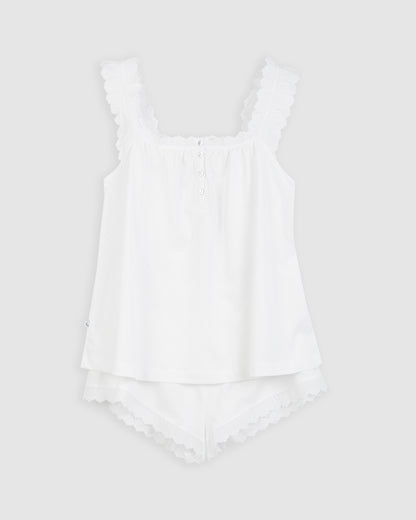 Pijama Mujer Tira Bordada Blanco