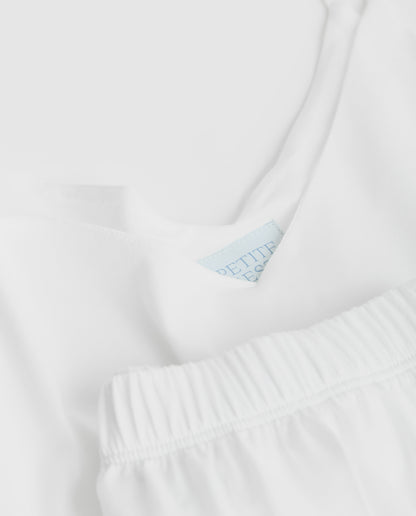 Pyjama court blanc à bretelles pour femme