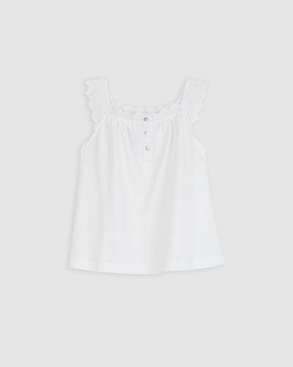 Kids Pajamas White Embroidered Strip