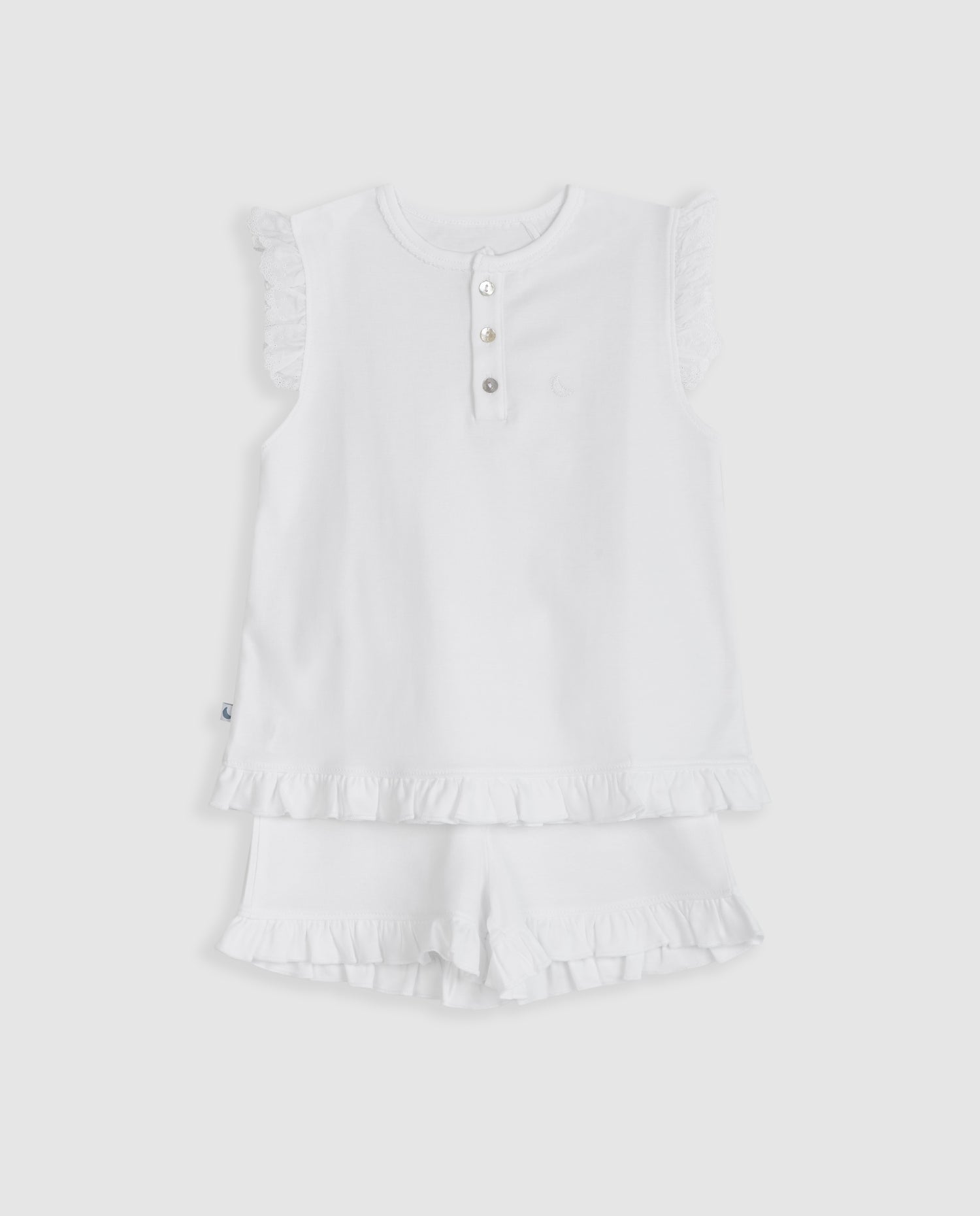 Pijama Kids Volantes Tira Bordada Corto