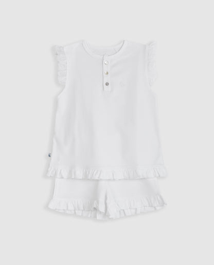 Pijama Kids Volantes Tira Bordada Corto