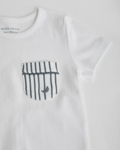 Pyjama court rayé bleu foncé pour enfant