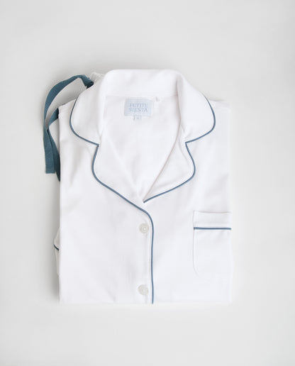 Pijama Mujer Camisero Blanco Deep Blue Corto