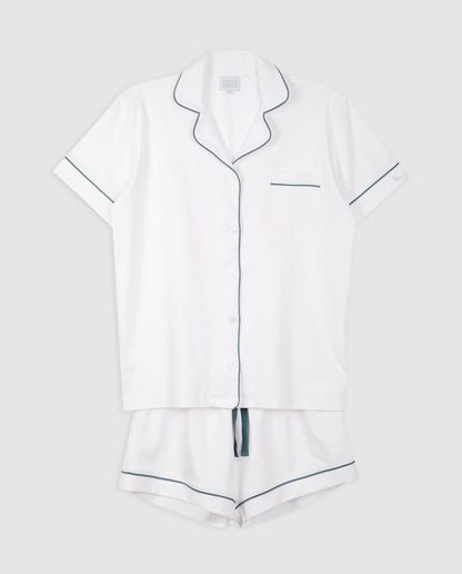 Pijama Mujer Camisero Blanco Deep Blue Corto