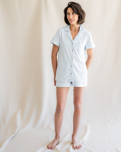 Pyjama chemise courte bleue pour femme