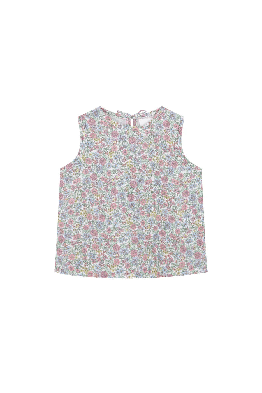 Colorful Floral Bow Blouse