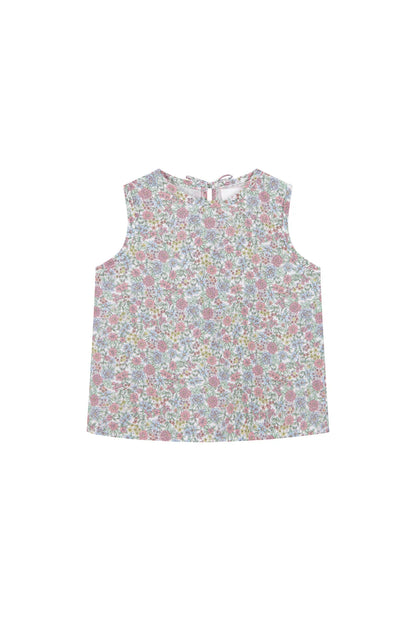 Colorful Floral Bow Blouse