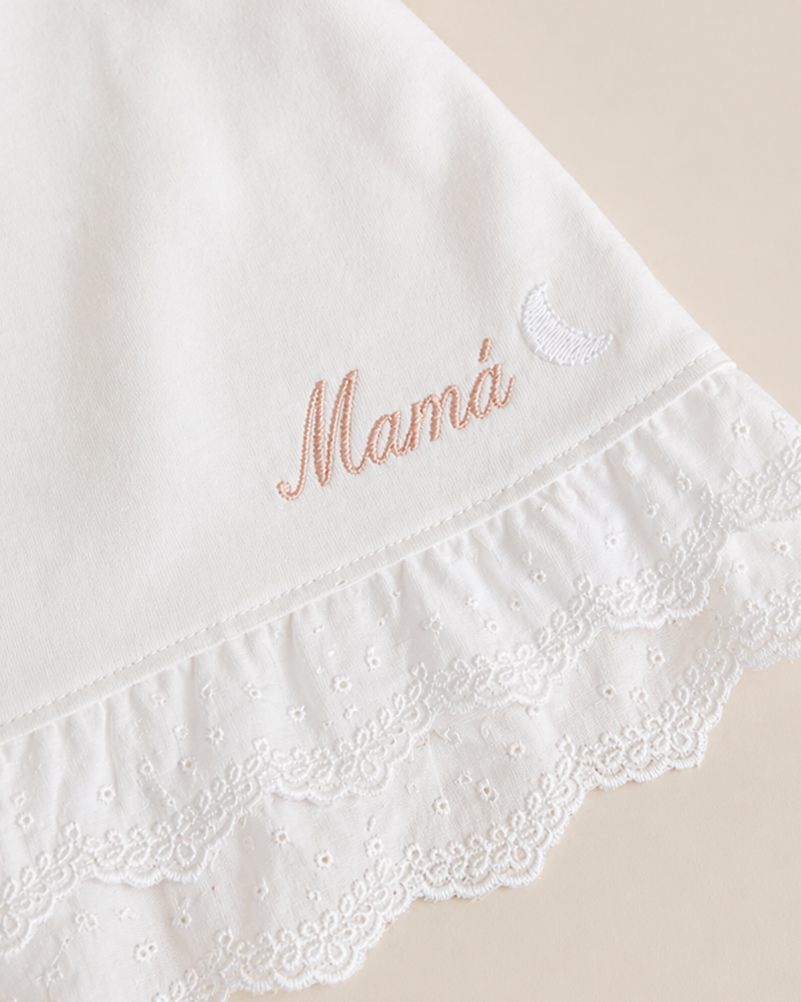 Pijama Mujer Tira Bordada Blanco