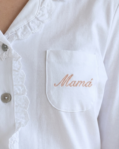 Pijama Mujer Camisero Tira Bordada